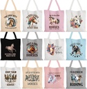 12 Pcs Horse Gifts for Women Girls Horses Bags Canvas Tote Stuff for Christmas Birthday Gifts for Women Moms Daughters Sisters Equestrian Lovers
