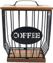 Iron Coffee Pod Holder Organizer K Cup Holder Organizer Wire Coffee Pods Storage Basket Coffee Station Organizer Coffee Bar Basket with Lid for Kitchen Countertop Coffee Bar (Black-Square, L)