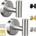 2 Pack Brushed Nickel Towel Hooks, SUS304 Stainless Steel Bathroom Hooks for Bedroom Kitchen Hotel Office
