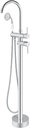 Floor Mounted Tub Faucet Freestanding Bathtub Filler with Hand Held Shower Polished Chrome High Flow Brass Silver