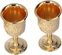 2pcs Elegant Vintage Metal Goblets Retro Wine Cups for Home Bar Party and Weddings Golden Finish Decorative Drinkware