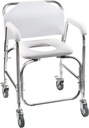 DMI Rolling Shower Chair, Commode, Transport Chair, FSA Eligible, Rolling Bathroom Wheelchair for Handicap, Elderly, Injured or Disabled, Rear Locking Wheels, 250 lb. Weight Capacity, White