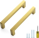 Ravinte 30 Pack 5 Inch Stainless Steel Cabinet Handles Square Cabinet Pulls Brushed Brass Cabinet Hardware Kitchen Cabinet Drawer Pulls Come with Screwdriver