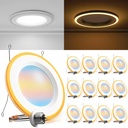 Sunco 12 Pack 6 Inch LED Recessed Lighting Retrofit with Night Light, 2700K/3000K/4000K/5000K/6000K Selectable, Dimmable Can Lights, 13W, 1200LM, Damp Rated, Retrofit Installation ETL.