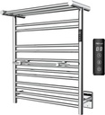 P&Bhusri Heated Towel Rack with Top Shelf, Towel Warmer for Bathroom, H 27.56“ x W 23.62”, Wall Mounted Towel Warmer Rack, Hard-Wired/Plug-in, Polished