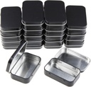 Goodma 20 Pieces Rectangular Metal Empty Hinged Tins Containers Basic Necessities Home Storage Organizer Mini Box Set, 3.75 x 2.45 x 0.8 inch (Black)