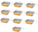 10pcs Aluminum Foil Baking Box Plastic Covers Compact Food Containers for Cupcakes Desserts and Bbq Events for Camping Parties and Outdoor Use