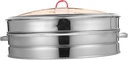 Zerodeko 1set Stainless Steel Multifunctional Steamer Bamboo Lid for Dumplings Buns and Dim Sum Double Ear Design Kitchen Gadget for Healthy Cooking