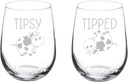 MIP Set of 2 Wine Glass Goblet Tipsy Tipped Cow Funny Gift (17 oz Stemless)