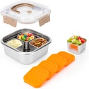 Stainless Steel Food Storage Containers with Lid and Handle,4-pack 6 oz Leak Proof Small Food Storage Container with Silicone Lid, for Taking Out for a Picnic, Lunch Box and Travel