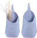 100% Linen Hanging Bags - 2 Pcs, Small Wall Storage Baskets for Kitchen, Bedroom, RV, Camper Organizer, Sewing Room, Nursery, Kids Room, Blue