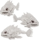 DR.DUDU 3 Pack Skeleton Fish Halloween Decor, Animals Skeleton Decorations Plastic Skull Fish Bones Figure Decor for Outdoor Indoor Bedroom Tank Party Props