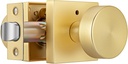 Gold Door Knobs Interior, Heavy Duty Brushed Gold Interior Door Knob, Square Bathroom/Bedroom Door Knob with Lock, Zinc Alloy Indoor DoorKnob (1 Pack)