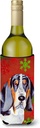 Caroline's Treasures LH9327LITERK Basset Hound Red and Green Snowflakes Holiday Christmas Wine Bottle Hugger Bottle Cooler Sleeve Hugger Machine Washable Collapsible Insulator Beverage Insulated Holde
