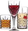 Godinger Mixed Drinkware Set, 4 Wine Glasses 4 Highball Glasses 4 Whiskey Glasses, Drinking Glasses Set, Glass Cups Glasses - Dublin Crystal Collection, Set of 12