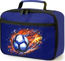 Kids Lunch Box for Boys Girls Insulated Lunch Bag Reusable Cooler Lunch Box for Toddler Child School Daycare Picnic (Soccer Ball Navy-blue)