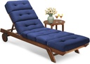 All Weather Chaise Lounge Cushions Outdoor Lounge Chair Cushion, Replacement Chaise Lounger Chair Cushion Waterproof for Outdoor Patio Furniture with Non-Slip Back and Ties, Blue