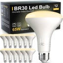 TJOY 12 Pack BR30 Flood Light Bulb Indoor, 65W Equivalent Dimmable Led Recessed Lights Bulb, 2700K Soft Warm White, E26 Base Bulbs for Kitchen Ceiling, Recessed Can, Replacement Incandescent, 9W,800LM