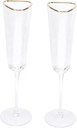 Cabilock 2Pcs Creative Crystal Flutes with Gold Rim Elegant European Style Stemmed Glasses for Wedding Birthday Cocktail Party Banquet Toasting