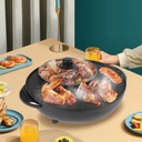 2 in 1 Barbecue Hot Pot, Electric Hot Pot with Divider, Indoor Circular Edition Korean BBQ, Portable Multifunction Smoke Free Grill and Frying Pan-US Stock
