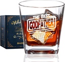 Onebttl Godfather Gifts - Whiskey Glass Funny Gift Idea for The Best Godfather - Christmas, Birthday - Box and Greeting Card Included