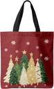 Horadaily Canvas Tote Bag, Christmas Winter Christmas Tree Reusable Shoulder Tote Bag