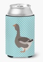 Caroline's Treasures BB8071CC Toulouse Goose Blue Check Can or Bottle Hugger Cooler Washable Drink Sleeve Collapsible Beverage Insulated Holder, Can Hugger, Multicolor