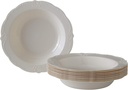 Vintage Design Disposable Soup Plates For Party (10 Pc) Heavy Duty Disposable Dinner Set 12 oz, Fine Dining Plastic Dishes , Elegant China Look, Great for Upscale Wedding, Dining & Serving, Cream