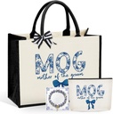 KongMoTree 3 Pcs Bride Wedding Tote Bag with Makeup Bag and Bracelets, Tote Bags with Floral for Wedding Party
