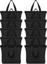 Sanwuta 10 Pcs Black Canvas Tote Bag with Handles 16.5 x 3.9 x 13 In Thick Plain Zipper Tote Kitchen Reusable Grocery Shopping Bag for Women Men DIY Crafting Embroidering