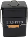 Morezi Bird seed and feed storage tin with lid Included - white-coated carbon steel - tight fitting lids - storage canister tins - Black