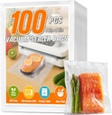 FUNFERY Precut Vacuum Sealer Bags for Food, 100 Gallon 11" x 16", Food Long-Term Storage and Sous Vide Commercial-Grade Bag, BPA Free for Microwave, Boiling,Sous Vide, Refrigerator