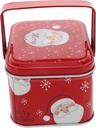 Alipis 1pcs Decorative Christmas Tin Box Handle Versatile Holiday Cookie Packaging Reusable Candy Favor Box for Christmas Treats Elegant Metal Storage Jar for Cookies and Small