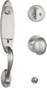 Keyed Handleset for Single Front Door, Heavy Duty Handleset in Brushed Nickel Finish with Reversible Door Lever and 2 Keyed-Alike Cylinders, USMDHST2006SN