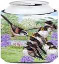Caroline's Treasures ASAD0690CC Long Tailed Tits by Sarah Adams Can or Bottle Hugger Cooler Washable Drink Sleeve Collapsible Beverage Insulated Holder, Can Hugger, Multicolor