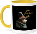 3dRose For Fawkes Sake Bonfire Night Vector Art 15oz Two-Tone Yellow Mug