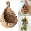 Hanging Wall Baskets, Boho Jute Hanging Basket Cotton Wall Hanging Vegetable Fruit Basket For Kitchen Storage Hanging Containers Breathable Handwoven Wall Mount Fruit Basket ( Size : D(W21 X H21 X23cm