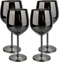 Jagged Ridge Wine Rooms Black Stem Stainless Steel Wine Glass (Handwash Only) - Steel Glasses for Parties, Picnics & Special Occasions - Crafted for All Wine Enthusiasts - Set of 4 (Black)