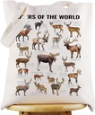 WZMPA Funny Deer Tote Bag Deer Lover Gift Deer Of The World Reusable Grocery Bag Deer Species Merchandise (Deer World-T)