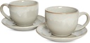 Bosmarlin Ceramic Cappuccino Cup and Saucer Set of 2, 9 Oz, Coffee Cups for Latte, Espresso, Tea, Dishwasher and Microwave Safe, Reavtive Glaze (Grey)