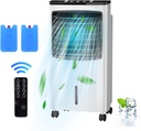 FANTASK Portable Air Cooler, Electric Air Cooling Machine with 3 Modes, 3 Speeds and Timer Function, Cooling Fan with Digital Display, Ice Crystal Box and Large Water Tank, Idea for Home Office