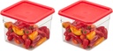 Cambro Food Storage Container with Lid (2 Pack) - Classic Series Square with Red Lid - 6 QT (Quart) - Commercial Grade for Food Prep (Clear)