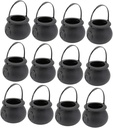 VALICLUD 12 Pcs Black Witch Candy Jars Halloween Cauldron Buckets Plastic Candy Holders for Party Decorations and Treats Safe Odorless Material for Haunted Bar and Club Themes