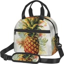Pineapple print Lunch Bag Reusable Insulated Lunch Boxes Cooler Tote Bags For Work Office Picnic Travel