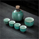 Ceramic Japanese Sake Set with Warmer, Sake Cups, Serving Carafe & Warmer Bowl,7pcs