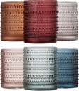 Khen Beaded Hobnail Tumbler Drinking Glasses Set | Set of 6 | Vintage Colored Hobnails 11 OZ Muted Bubble Design Whiskey, Old-Fashioned, Embossed Design Glass Water, Wine, Cocktail HAND WASH ONLY