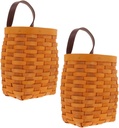PRETYZOOM 2pcs Woven Wooden Storage Basket Rattan Hanging Baskets for Organizing Wall Hanging for Kitchen Flower Vegetable Storage Rustic Decor