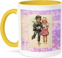 3dRose Victorian Children Ice Skating 15oz Two-Tone Yellow Mug