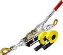 Come Along Winch 2 Ton Capacity with 7.54FT Steel Cable Heavy Duty Come Along Tool with Dual Gears 2 Hooks with Two 1"x8FT Lifting Straps Hand Winch Tool for Road Vehicle Recovery and Pulling