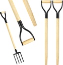 2 Pcs Pitchfork Spading Handle Replacement 30 Inch Wooden Shovel Handle Replacement D Shaped Pitch Fork Handles Tool Accessories for Shovel Scoop Hoe Rake Garden Digging